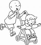 Caillou Pushing Stroller Mcoloring Wecoloringpage sketch template