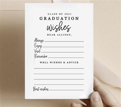 graduation keepsake printable  wishes printable market