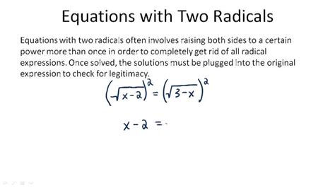 equations with two radicals overview