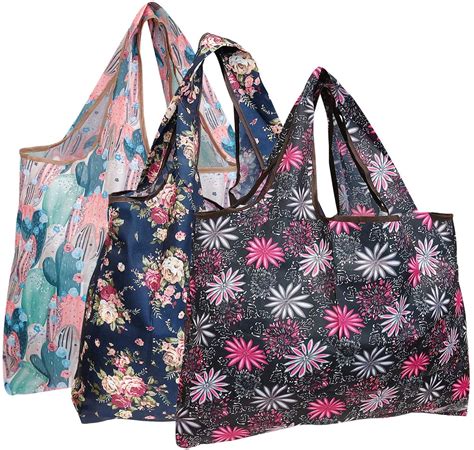 wrapables large foldable tote nylon reusable grocery bag  pack