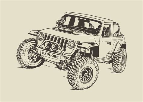 jeep drawing vector art icons  graphics