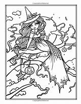 Coloring Pages Witch Halloween Fantasy Book Color Fairy Books Printable Colouring Choose Board sketch template