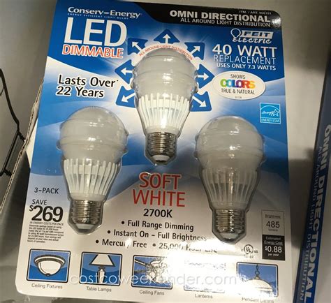 feit electric  watt led dimmable replacement bulbs  pack costco weekender