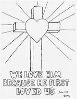 Coloring Cross Loved He Because First Him John Pages Kids Bible School Choose Board Ministry Drawing sketch template