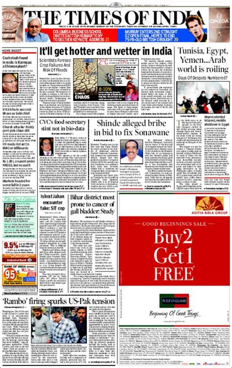 newspaper  times  india india front pages  newspapers  india saturdays edition