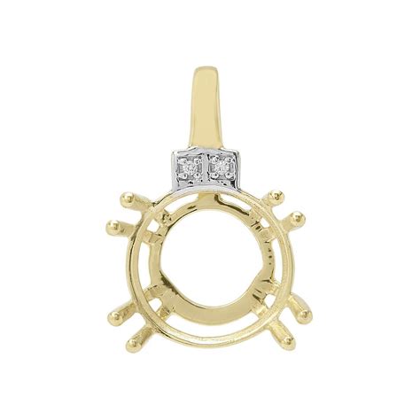 ct gold  pendant mount  fit xmm gemstone   diamonds
