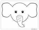 Elephant Coloring Ears Pages Ear Clipart Printable Face Head Mask Easy Template Elephants Drawings Bunny Cute Colouring Cartoon Color Sheets sketch template