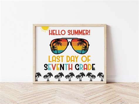 day  seventh grade printable school sign  day  etsy
