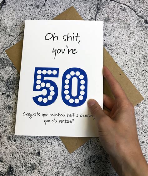 50th Birthday Card Half A Century Funny Rude Etsy