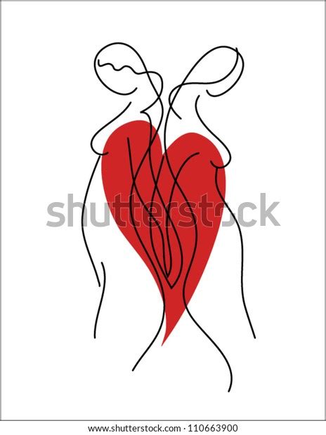 abstract line drawing lesbian couple stock vector royalty