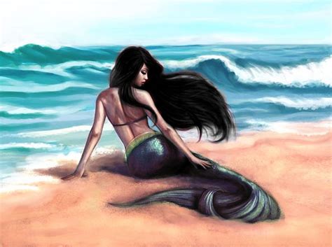 ariel beach black hair cartoon image 515346 on