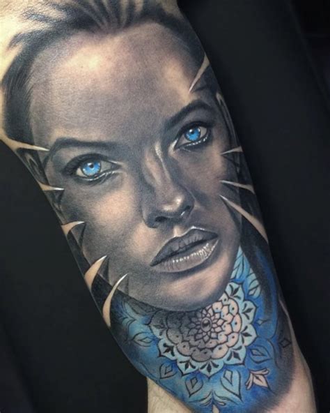blue eyed girl face tattoo best tattoo ideas gallery