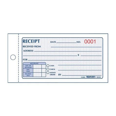 buy rediform money receipt book     numbered duplicates