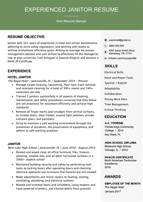 professional janitor resume sample writing tips resume genius
