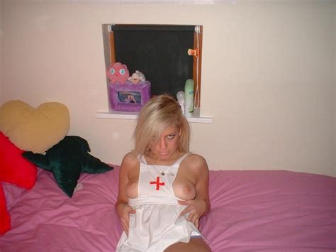 alice amateur blonde in nurse dress redbust
