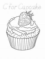 Cupcake Coloring Strawberry Top Netart sketch template