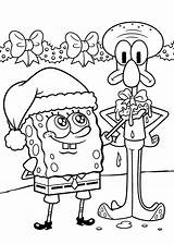 Coloring Spongebob Christmas Pages Printable Popular sketch template