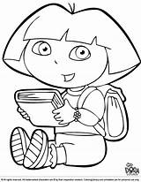 Dora Coloring Explorer Library Adventure Them Print sketch template