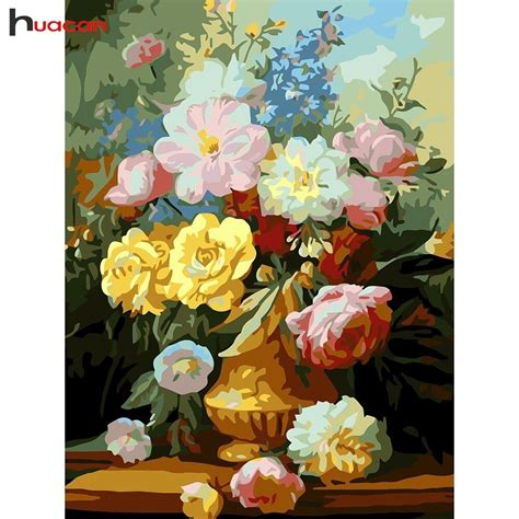 huacan  diy diamond painting flowers full square drill home decor diamond mosaic picture
