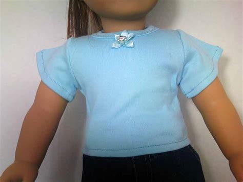 light blue knit  shirt  american doll closet