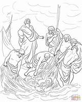Pedro Giotto Miraculous Kleurplaten Milagrosa Feeds Cristiano Eccezionale Multitude Visvangst Religione Collegamento sketch template
