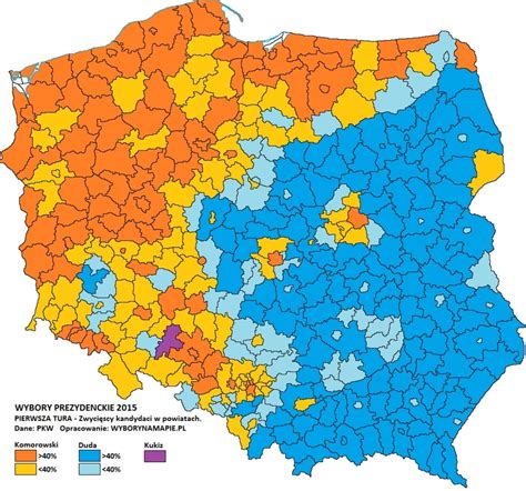 wybory 2015 na mapach polski i śląskiego różnice ciekawostki wyniki
