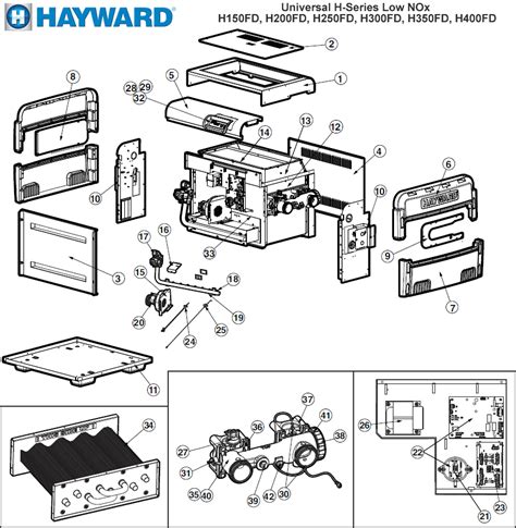 hayward universal  series  nox heater parts models hfd hfd hfd hfd hfd