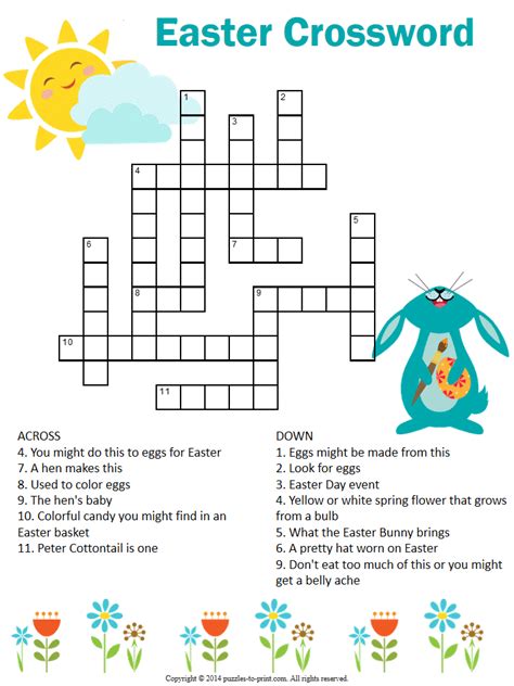 favorite  printable easter crossword puzzles  adults visual