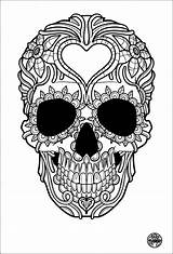 Coloring Skull Tattoo Adult Pages Simple Tatouage Sugar Skulls Colouring sketch template