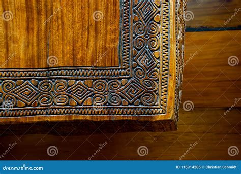 details   hand carved indonesian wooden table stock image image