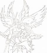 Angemon Digimon Line Tattoo Coloring Choose Board Progress sketch template