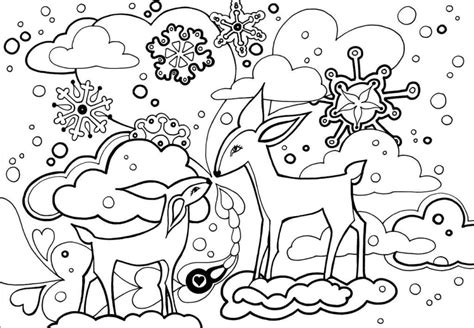 deer  winter coloring pages coloring pages nature coloring pages