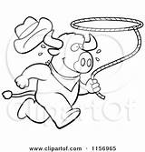 Rodeo Buffalo Clipart Lasso Running Coloring Cartoon Cory Thoman Outlined Vector Illustration Royalty Waving Friendly Standing sketch template