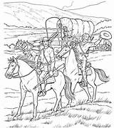 Coloring Wagon Cowboys Cheval Crayon Fazenda Dover Indians Horses Livres Designlooter Native sketch template
