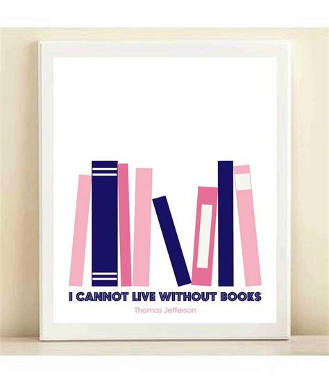 I Cannot Live Without Books Print Pink And Navy Etsy Book Print
