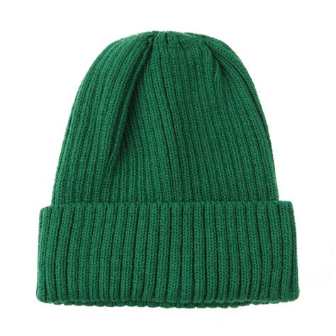 withmoons knitted ribbed beanie hat basic plain solid  cap ac