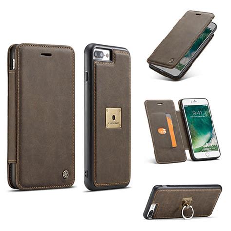 caseme iphone   wallet case detachable magnetic finger ring  cover