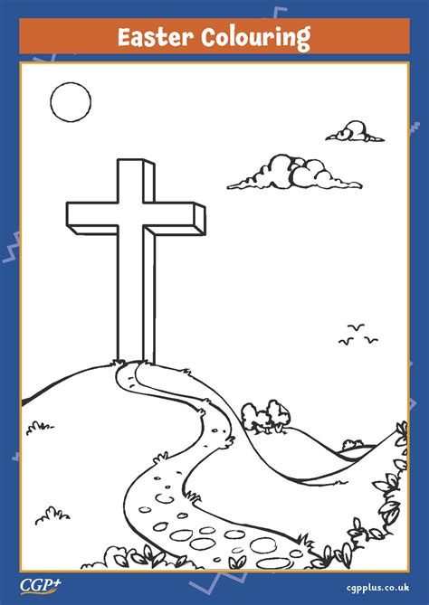 easter cross colouring page cgp