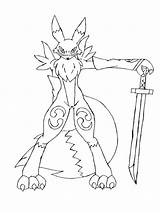 Renamon Digimon Lineart sketch template