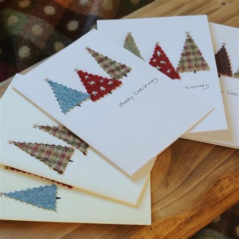 handmade christmas cards tweed trees lazy pheasant