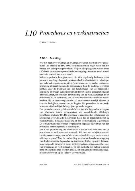 procedures en werkinstructies  inleiding gwhc faber  procedures en