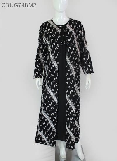 gamis batik cardigan hitam putih ayodia rayon gamis batik murah