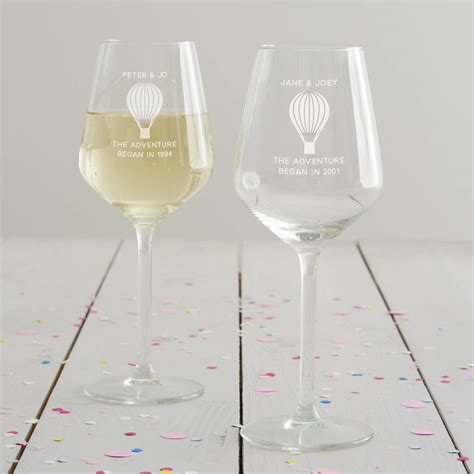personalised adventure anniversary wine glass set by becky broome