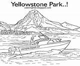 Coloring Yellowstone Park Lake National Printable American Kids Color Lagoon Boat Wildlife Realistic Vacation Pages Drawings Teenagers Angling Printables Ship sketch template
