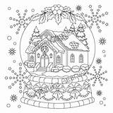 Ausmalen Schneekugeln Erwachsene Schneekugel Vorlagen sketch template