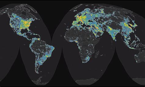 interactive map reveals light pollution around the globe daily mail