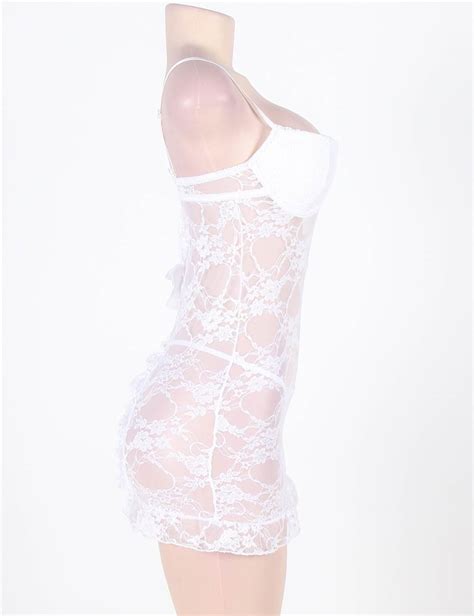 Ohyeah White Plus Size Lace Chemise Mini Dress Wholesale