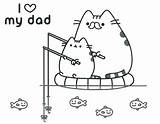 Pusheen Coloring Pages Dad Cat Printable Fishing Baby Print Kids Color Birthday Kawaii Unicorn Ice Cream Friends sketch template