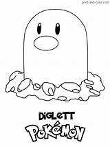 Pokemon Coloring Pages Color Diglett Print Go sketch template