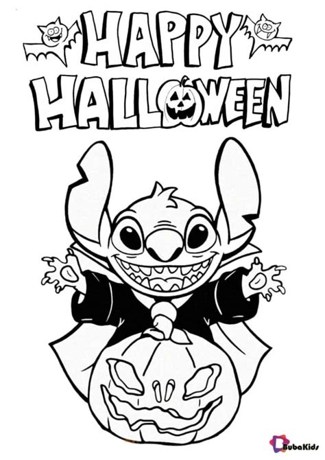 disney stitch happy halloween coloring page coloringbay